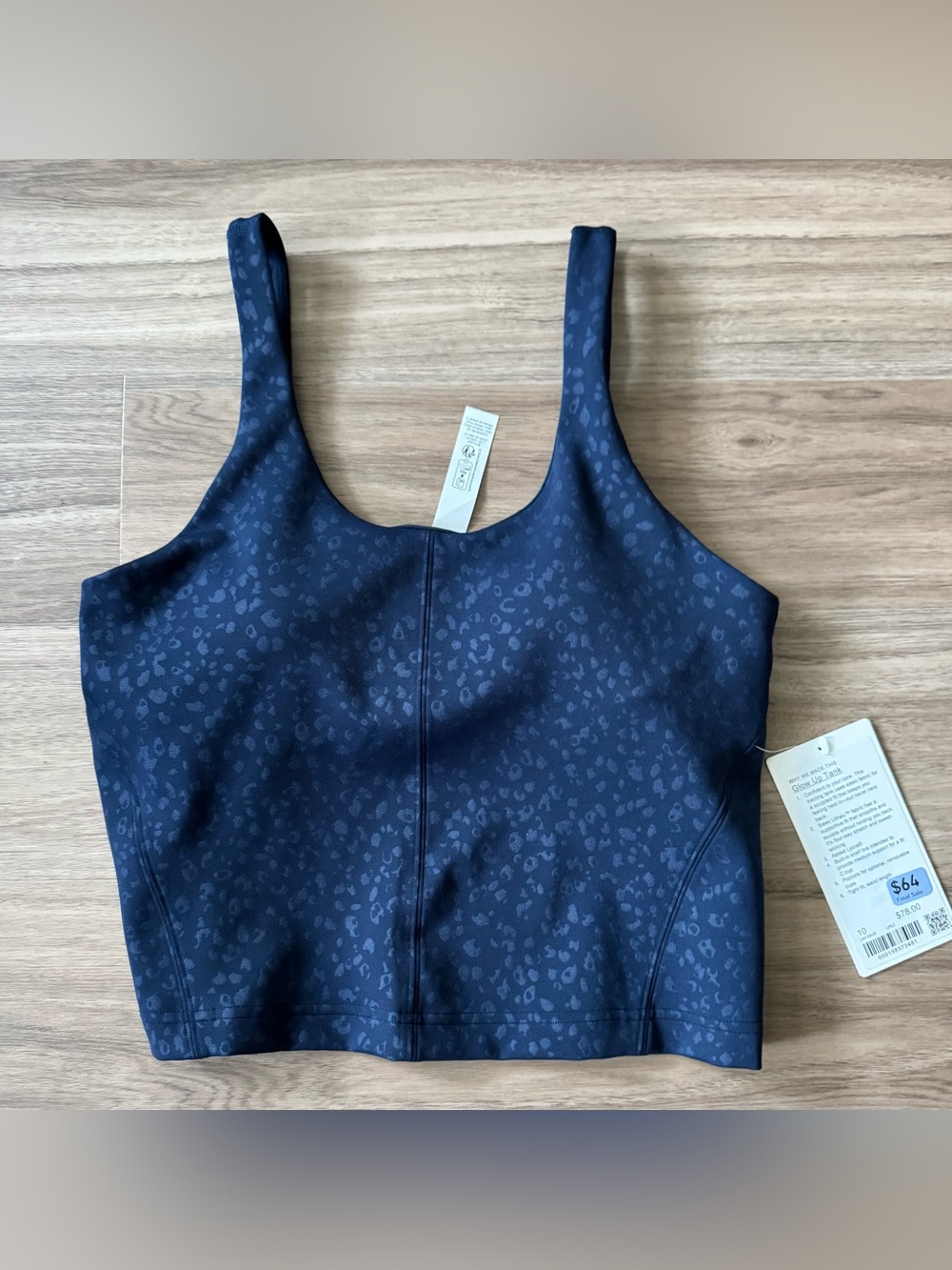 True Navy Leopard-Print Tank Crop Top